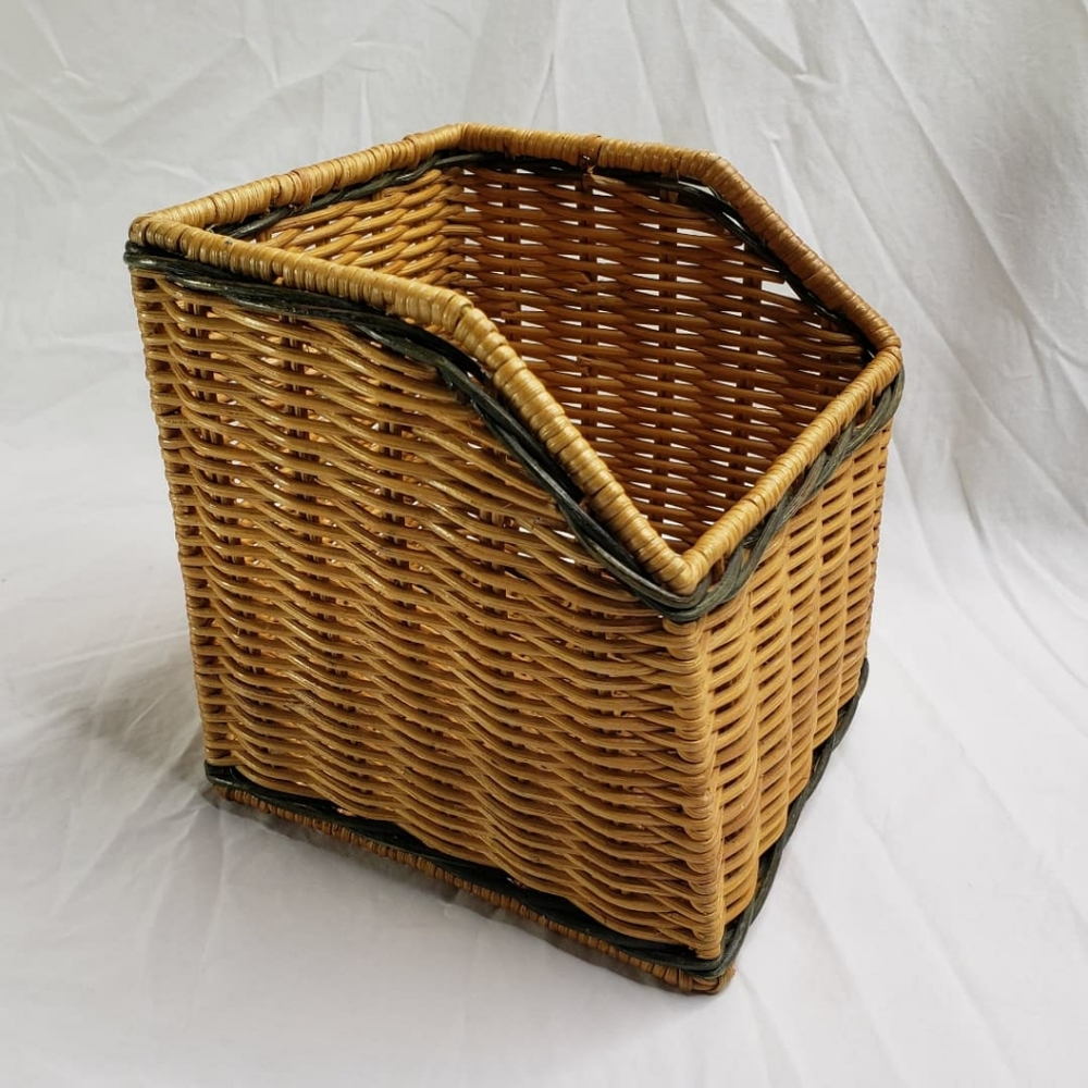 Vintage 90s Rattan Letter Mail Holder Green Accent
